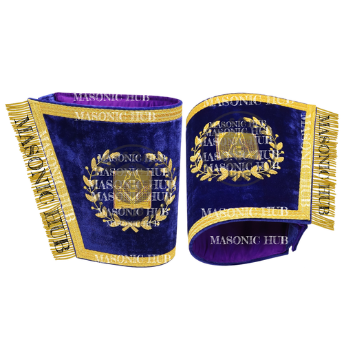 Masonic Grand Lodge Lecturer Cuffs Set – Hand Embroidered Gold Bullion - Picture 1 of 5