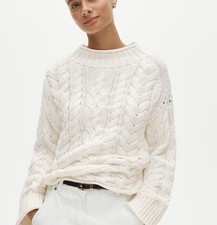 J CREW 2025 Rollneck  100 Cotton cable-knit sweater CR66 IVORY
