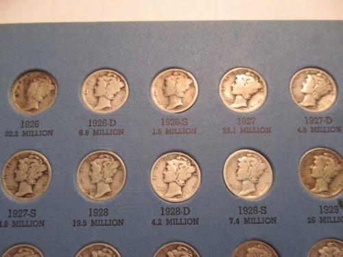 Colección Mercury Dime, 77 monedas, 1916-1945, carpeta Whitman - Imagen 7 de 19