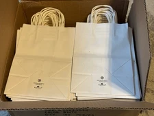 5.25"x3.25"x8" - 100 Pcs -  White Kraft Paper Bags, Shopping, Gift