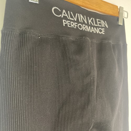 Calvin Klein Performance Women’s Wide Waist Ribbed Black Leggings - Picture 5 of 12