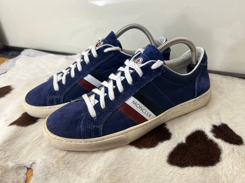 MONCLER Blue Monaco Suede And Canvas Sneakers size 40
