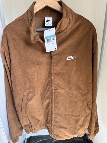 Nike Club Harrington Corduroy Full Zip Up Brown Jacket Medium FZ0631-281 - Picture 1 of 8