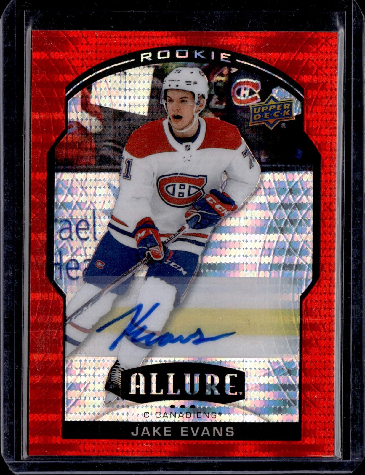 Jake Evans 2020-21 Upper Deck Allure Red Rainbow /299 #76 Rookie Auto RC