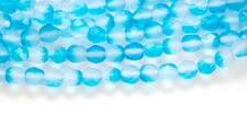 6mm Half Matte Aqua / Crystal Czech Firepolish Faceted Glass Beads 25 