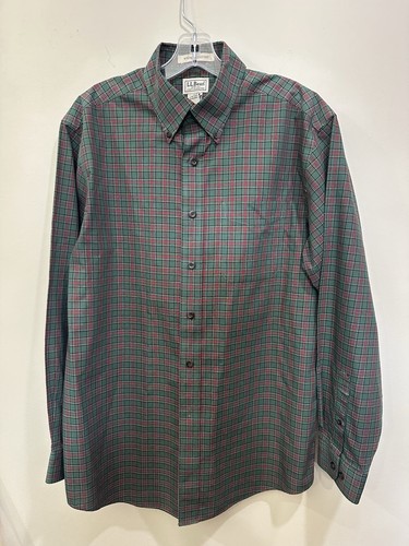 LL Bean Button-Down-Hemd Herren Weihnachten kariert Größe Medium knitterarm gebraucht, in einwandfreiem Zustand - Bild 1 von 14