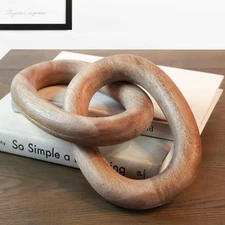 Wood Chain Link Decor – 13” Wooden Decorative Object for Coffee Table Decor