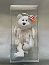TY Halo Bear Angel Beanie Baby 1998 Pristine Tagged Display Case Nursery Decor