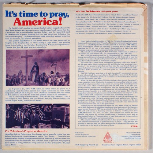 It's Time to Pray, America! (1976) Vinyl LP • Pat Robertson, Soundtrack 700 Club - Bild 2 von 2