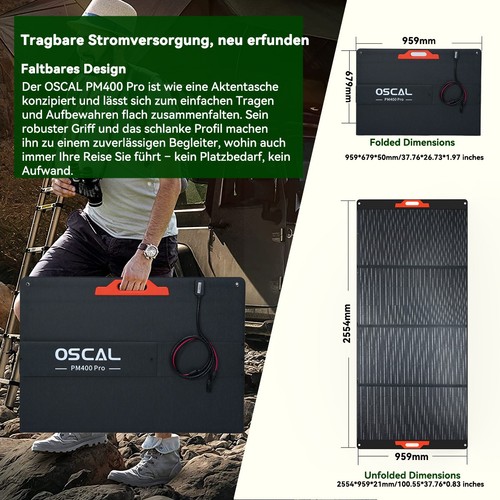 OSCAL PowerMax 3600 Tragbare Powerstation 3600Wh +2X PM400W Faltbar Solarpanel - Bild 19 von 23