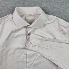 Suitsupply Shirt 16.5 42 Large White Grey Stripe Spread Collar Slim Fit Cotton