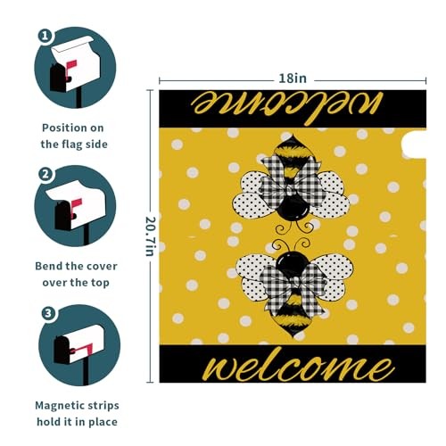 Spring Summer Mailbox Covers Magnetic Standard 21x18 Inch Welcome Summer Bee - Imagen 6 de 7
