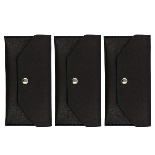  3 Stück langer Geldumschlag - minimalistische Pu Geldbörse für Frauen - schwarz wiederverwendbar - Bild 2 von 18