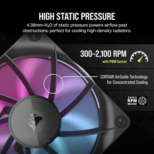 Corsair iCUE LINK RX120 RGB 120mm PWM Single Fan Expansion - Schwarz - Bild 4 von 7