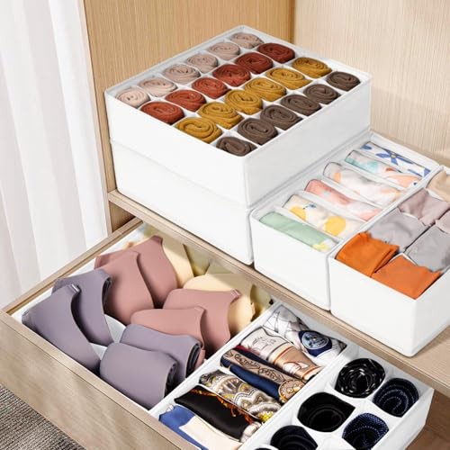 Drawer Organizer Clothes Dresser Organizer Bins for Baby Clothes, 16 Pack White - Picture 6 of 8