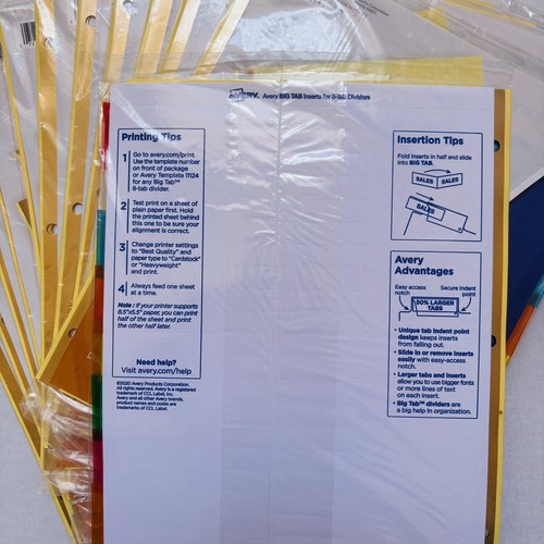 12 Set Avery 8-Tab Binder Dividers + 36 Universal Reinforced Top Tab Folders - Picture 7 of 16