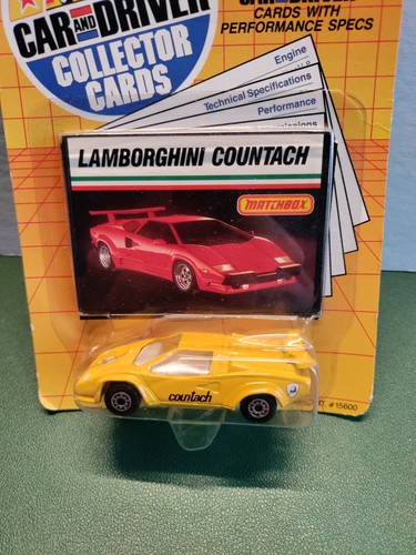 1989 Matchbox Official Car and Driver Collector Card Yellow Lamborghini Countach - Picture 2 of 3