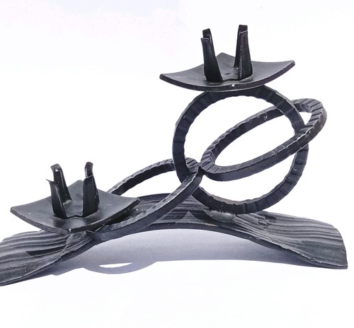 Kerzenständer Schmiedeeisen Brutalist Modernist Art Deco Skulptur Schweizer Design RK - Bild 1 von 17