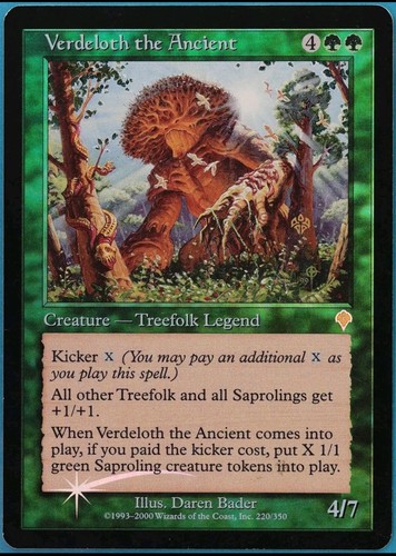 Magic the Gathering VERDELOTH THE ANCIENT #219/350 Invasion Green Foil Rare NM  - Picture 1 of 2