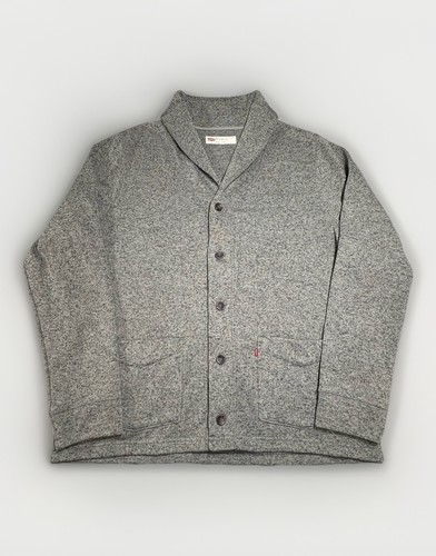 Levi's Sweater Men XXL Cardigan Red Tab Button Up Knit Gray Shawl Collar Grandpa - Picture 2 of 10