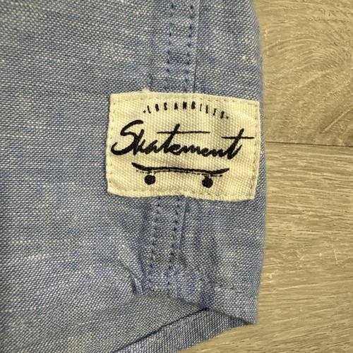 H&M Skatement Hemd Jungen Blau Kurzarm Knopfleiste Chambray Neu mit Etikett Größe 16 - Bild 2 von 4