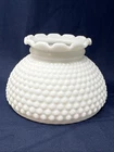 Vintage White Milk Glass Ruffled Top Hobnail Hurricane Lamp Shade 6" Fitter