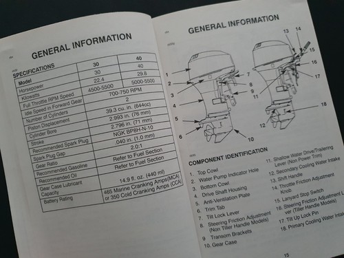 MERCURY OUTBOARD MOTOR OWNERS MANUAL 1994 30hp & 40hp Boat Boating Fish Fishing - Picture 4 of 7