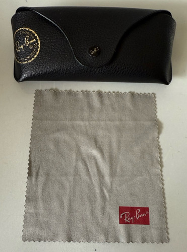 Ray Ban Black Leather Pouch Universal Soft Sunglasses Case Cleaning Cloth - Picture 1 of 6