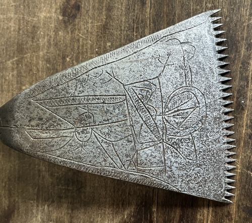 Antique Wrought Iron Dough Scraper Incised Decorated Tool Circa 1775 Folk Art - Picture 18 of 24