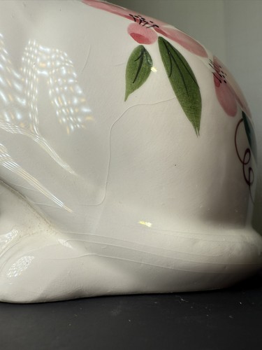 Vintage 1988 handbemalte Katze Figur 9" Floral Keramik rosa Schleife künstlerische Geschenke - Bild 11 von 17
