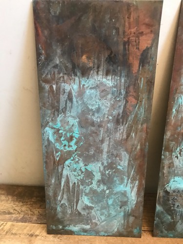 2 Sheet Copper Pieces Coppersmith scrap Natural Patina Colors Verdigris - Picture 2 of 10