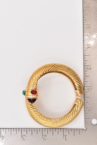 Brazalete Brazalete Cabujón Givenchy Vintage Cable Bisagras Grueso Cepillado Oro Bin7 - Imagen 12 de 12