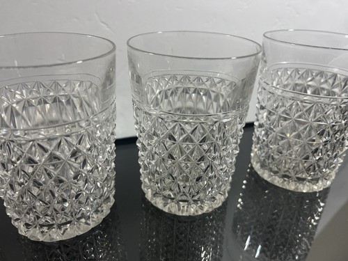 "Juego de 4 vasos de vidrio cortado de 4"" dobles antiguos Rocks" - Imagen 3 de 9
