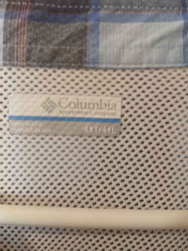 Columbia Shirt Mens 4X PFG Button Up Omni Shield Plaid Blue Vented Outdoors Big - Picture 5 of 10