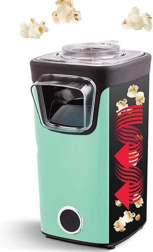 Turbo POP Popcorn Maker with Measuring Cup to Portion Popping Corn Kernels Aqua
