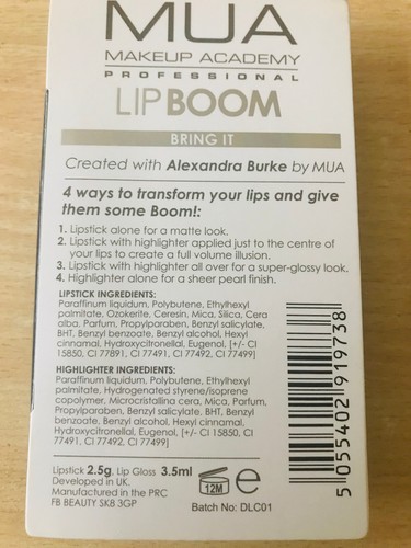 MUA Makeup Academy Lip Boom 4 in 1 Lipstick & Highligthing Gloss - Bring It - Picture 2 of 5