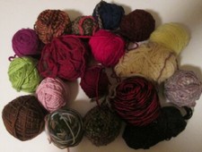 18 Skeins balls MIXED colors fabric designer Yarn, no labels, total 1 POUND 3 OZ