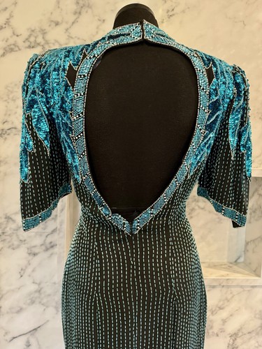 Alyce Designs Sequenz bestickt Perlen Abend Cocktail formell Kleid Vintage - Bild 6 von 8