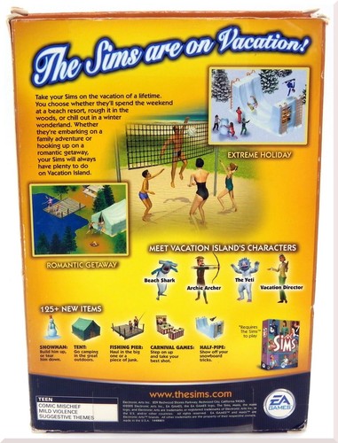Sims: Vacation Expansion Medium Box Life Simulator PC CD-ROM Video Game 2002 - Picture 2 of 11
