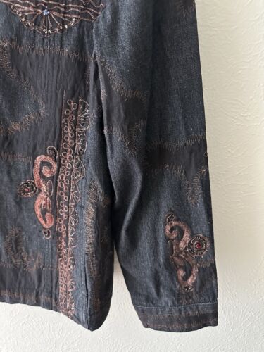 CHICO’s DAMEN JEANSJACKE BRONZE BESTICKT PAILLETTEN GRÖSSE 3 VORNE GEKNÖPFT - Bild 4 von 10