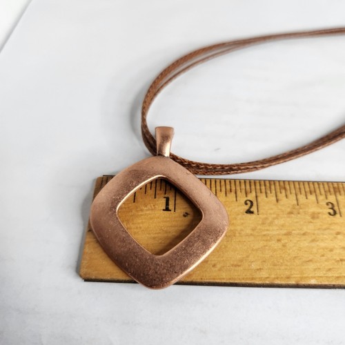 Boho Premier Designs Copper Tone Pendant On 3 Strand Faux Leather Chain - Picture 9 of 10