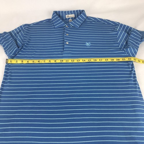 Peter Millar Shirt Mens Med Pima Cotton Spandex Blue Striped Golf Polo - Bild 8 von 9