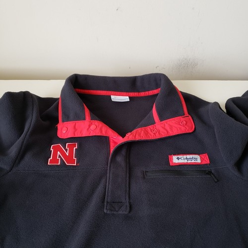 Nebraska Cornhuskers 1/4 Knopfleiste Fleecepullover Herren Small schwarz Columbia neu mit Etikett - Bild 2 von 12