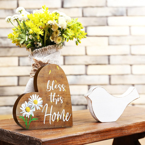2 Pcs Rustic Table Decorations for Living Room Home Decor Farmhouse Valentines D - Picture 6 of 12