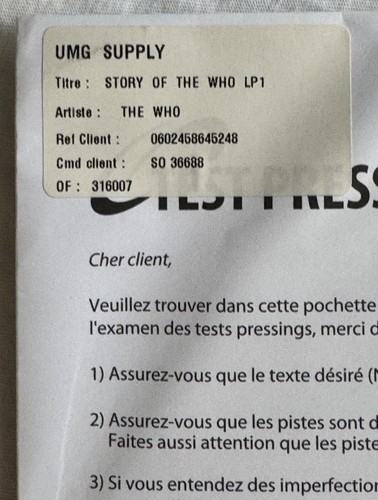 THE WHO - Story Of- Very Rare Set Of 2 Black Vinyl Test Pressing of 2024 RSD LP - Picture 4 of 11