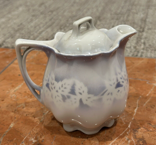 BAVARIA PSAA SCHONWALD GERMANY WHITE PINK ROSE FLORAL 4.5" CREAMER PITCHER & LID - Picture 2 of 8