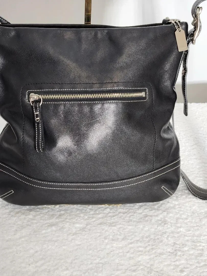 バッグ Rare Vintage Coach Leather Shoulder Bag COACH 1415 VINTAGE BLACK SOFT LEATHER TASSEL CROSSBODY Y2K