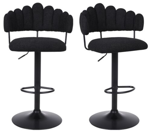 SET OF 3 BLACK PLUSH BAR STOOLS, "TEDDY MICRO FIBRE" GAS LIFT BREAKFAST KITCHEN - Picture 2 of 13