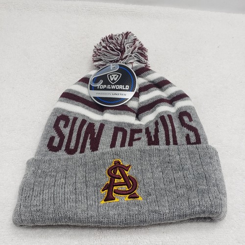 Arizona State Sun Devils NCAA Top of The World Pom Pom Beanie Cap Hat OSFA  - Picture 1 of 2
