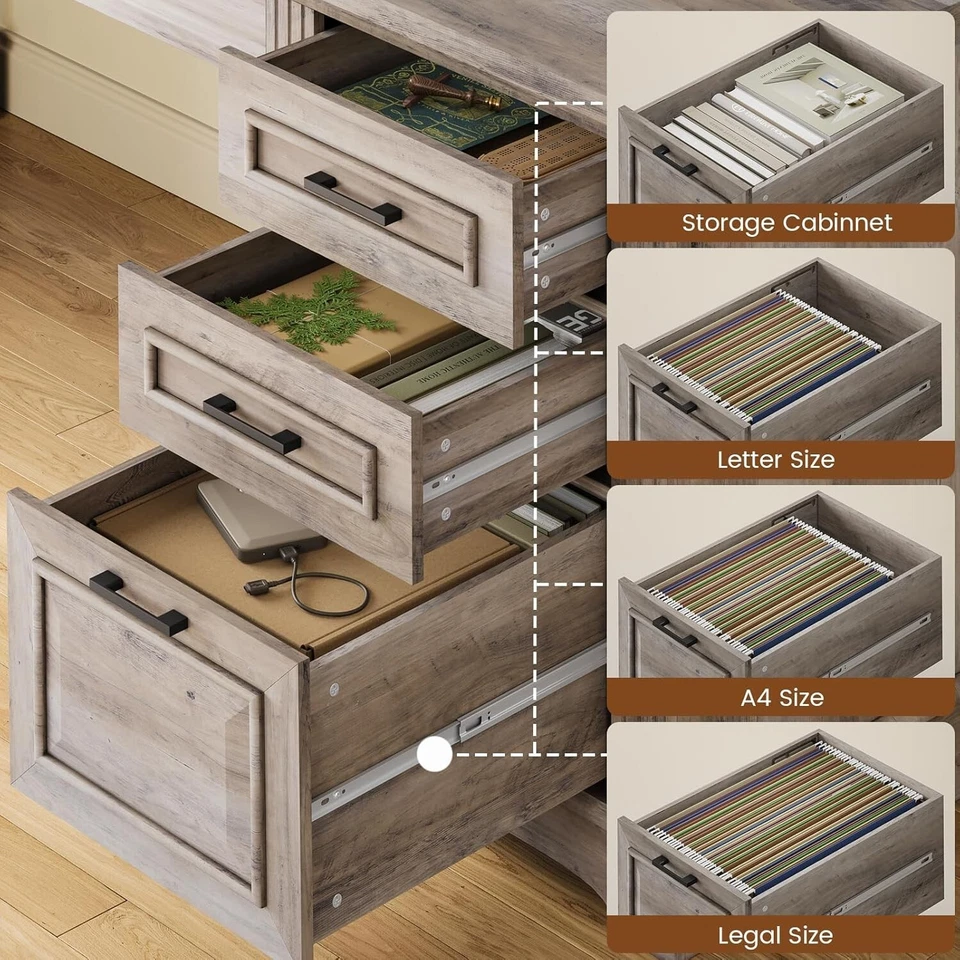 Escritorio Ejecutivo 55", Escritorio de Computadora de Granja con Cajones de Almacenamiento para Oficina en Casa Foto 4 de 4